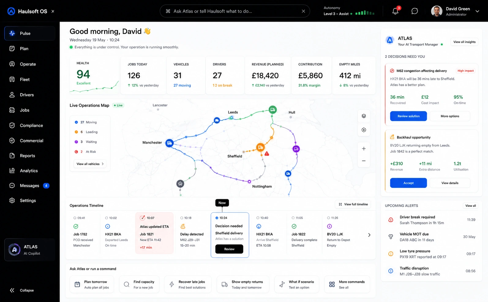 Haulsoft platform dashboard